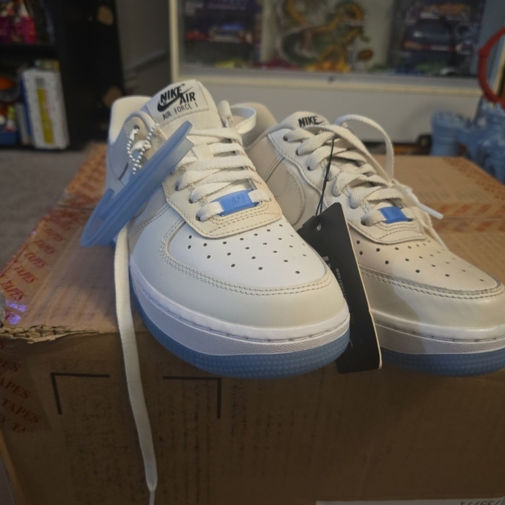 Nike Air Force 1 Low - Off-White with Light Blue Accents